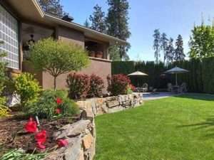 Aulds Road Nanaimo backyard lawn and raised planting beds