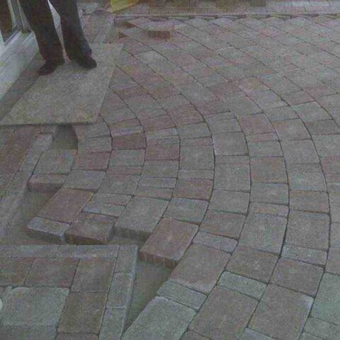 curved paving stone installation