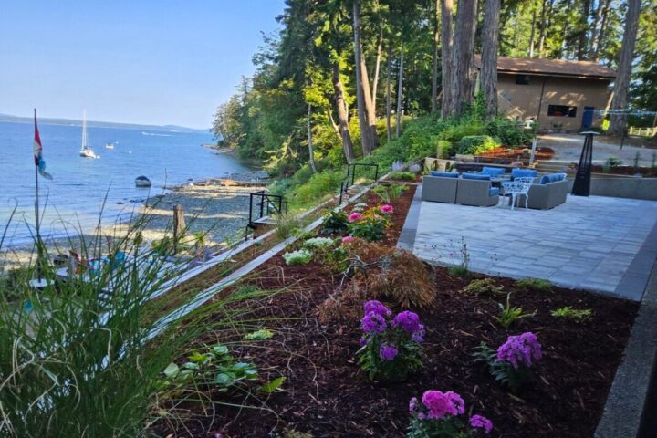 ocean terrace with patio and gardens