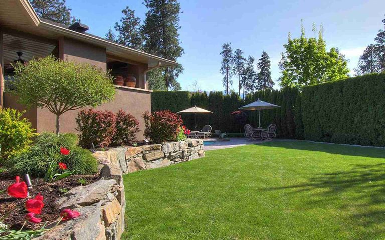 natural stone, grass, irrigation and seating area Nanaimo