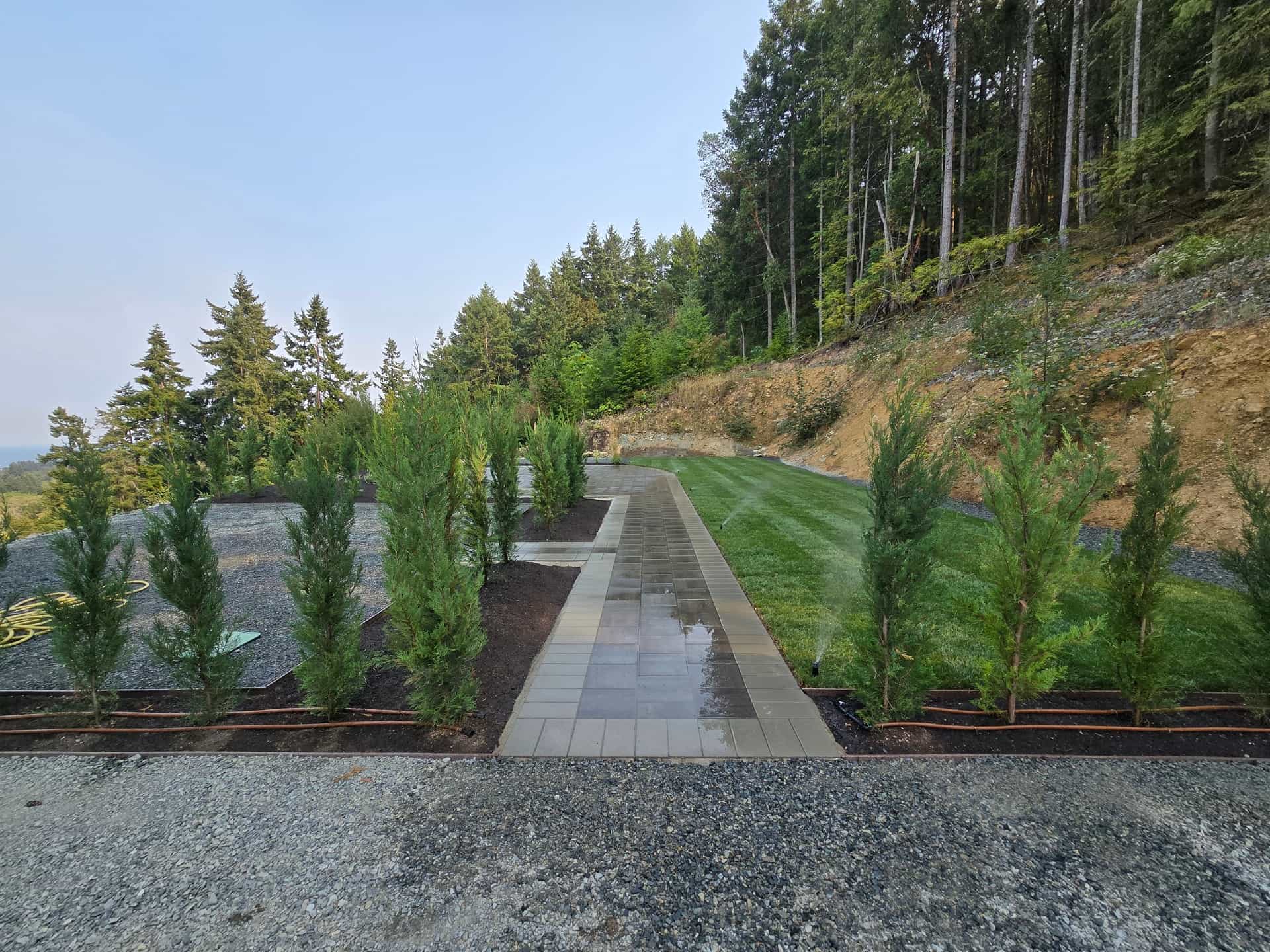 Newstone Dorado pavers and finished landscape - north Nanaimo